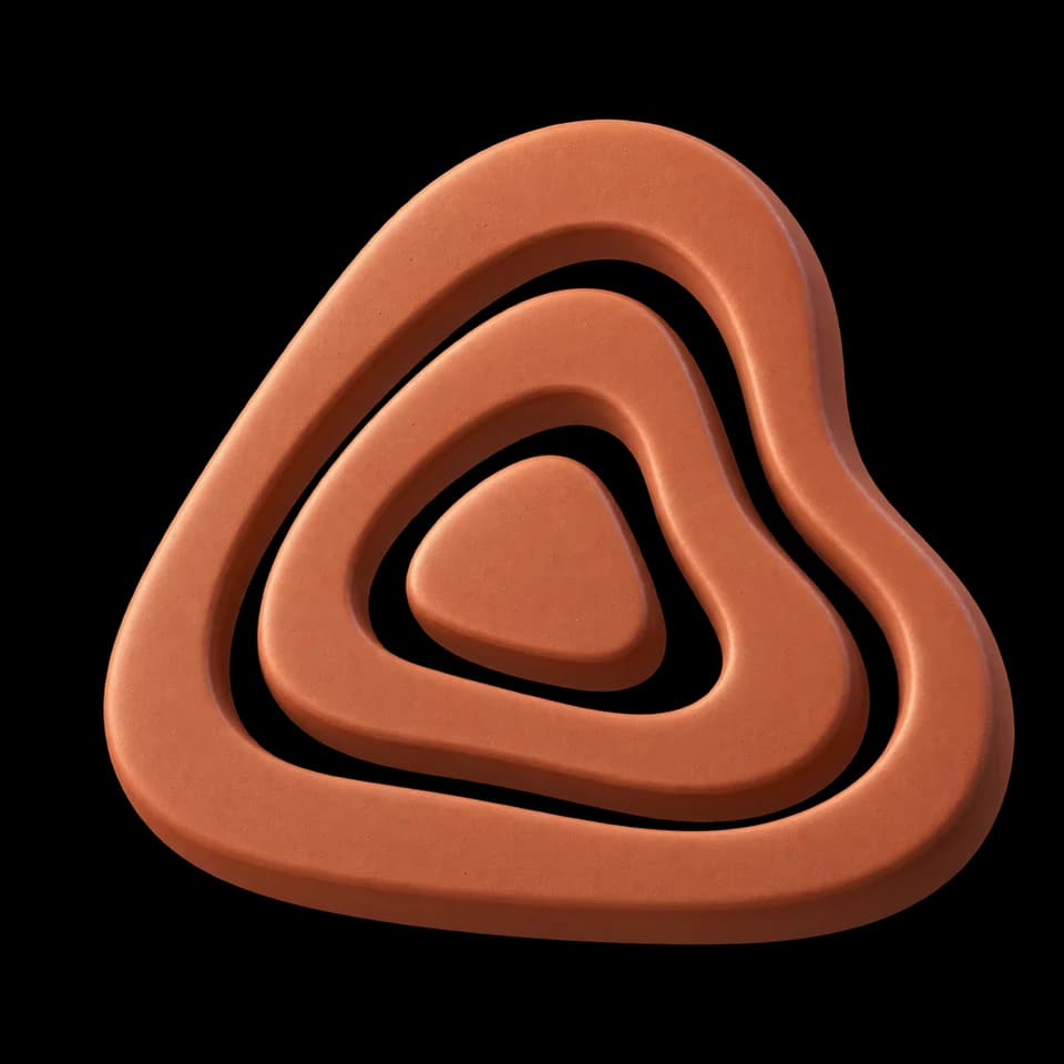 Ground's Contour mark, sculpted in terracotta ceramic